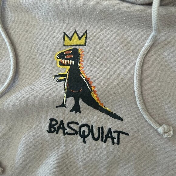 Jean Michel Basquiat Mens XL Sweatshirt Dinosaur Hoodie Streetwear Embroidered - Picture 9 of 11